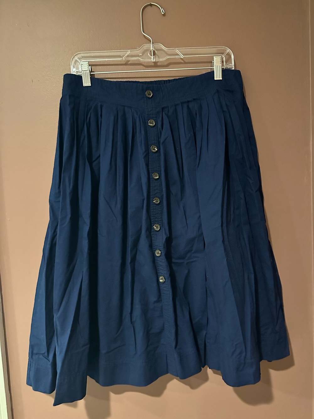 J. Crew factory Women's Navy Button-Front Midi Skirt